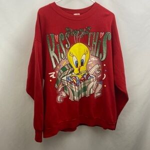 Vintage Womens 1997 Tweety Bird Looney Tunes Size 22/24W Christmas Sweatshirt